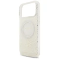 Etui Guess IML Flowers Electro Pearl Strap MagSafe na iPhone 17 Pro Max - białe