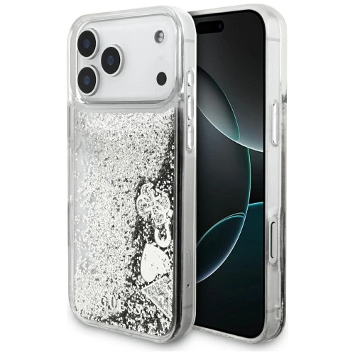 Etui Guess Liq. Glitter Charms na iPhone 17 Pro Max - srebrne