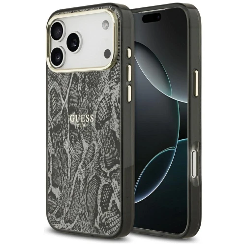 Etui Guess Python Pattern MagSafe na iPhone 17 Pro Max - czarne