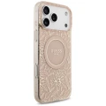 Etui Guess IML Flowers Electro Pearl Strap MagSafe do iPhone 17 Pro Max - różowe