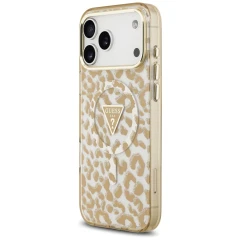 Etui Guess Leopard Glitter MagSafe do iPhone 17 Pro Max - brązowe