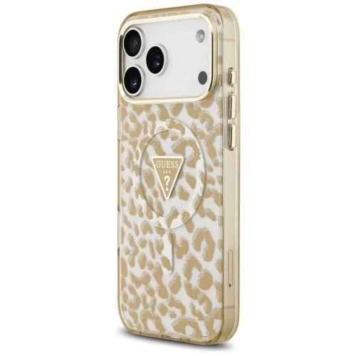 Etui Guess Leopard Glitter MagSafe do iPhone 17 Pro Max - brązowe