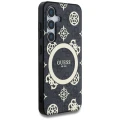 Etui Guess 4G Background Gold Electroplated Peony Pattern MagSafe do Samsung Galaxy S25 czarny