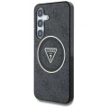 Etui Guess 4G Glitter Triangle Buttons MagSafe do Samsung Galaxy S25 czarny