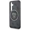 Etui Guess 4G Glitter Triangle Buttons MagSafe do Samsung Galaxy S25 czarny
