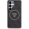Etui Guess 4G Glitter Triangle Buttons MagSafe do Samsung Galaxy S25 Ultra czarny