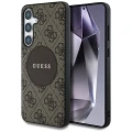 Etui Guess 4G Round Patch Classic Logo MagSafe do Samsung Galaxy S25 brązowy