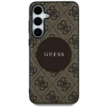 Etui Guess 4G Round Patch Classic Logo MagSafe do Samsung Galaxy S25 brązowy