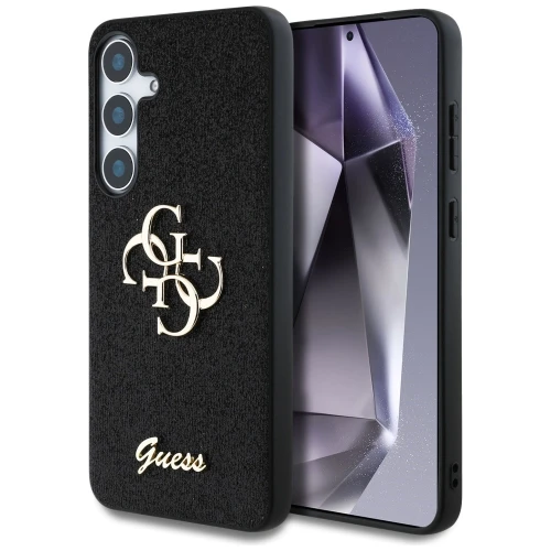 Etui Guess Fixed Glitter Big 4G Metal Logo do Samsung Galaxy S25 Plus czarny
