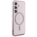 Etui Guess Glitter Circle Classic Logo MagSafe do Samsung Galaxy S25 różowy