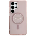 Etui Guess Glitter Circle Classic Logo MagSafe do Samsung Galaxy S25 Ultra różowy
