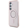 Etui Guess Rhinestones Printed Classic Logo MagSafe Samsung Galaxy S25 różowy