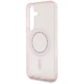 Etui Guess Rhinestones Printed Classic Logo MagSafe Samsung Galaxy S25 różowy