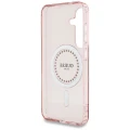 Etui Guess Rhinestones Printed Classic Logo MagSafe Samsung Galaxy S25 różowy