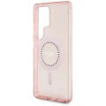 Etui Guess Rhinestones Printed Classic Logo MagSafe Samsung Galaxy S25 Ultra różowy