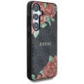 Etui Guess Leather 4G Flowers Print Metal Classic Logo MagSafe na Samsung Galaxy S25 - czarne