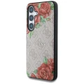 Etui Guess Leather 4G Flowers Print Metal Classic Logo MagSafe na Samsung Galaxy S25 - różowe