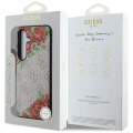 Etui Guess Leather 4G Flowers Print Metal Classic Logo MagSafe na Samsung Galaxy S25 - różowe