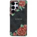 Etui Guess Leather 4G Flowers Print Metal Classic Logo MagSafe na Samsung Galaxy S25 Ultra - czarne