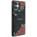 Etui Guess Leather 4G Flowers Print Metal Classic Logo MagSafe na Samsung Galaxy S25 Ultra - czarne