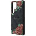 Etui Guess Leather 4G Flowers Print Metal Classic Logo MagSafe na Samsung Galaxy S25 Ultra - czarne
