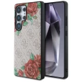 Etui Guess Leather 4G Flowers Print Metal Classic Logo MagSafe na Samsung Galaxy S25 Ultra - różowe