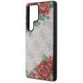 Etui Guess Leather 4G Flowers Print Metal Classic Logo MagSafe na Samsung Galaxy S25 Ultra - różowe