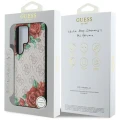 Etui Guess Leather 4G Flowers Print Metal Classic Logo MagSafe na Samsung Galaxy S25 Ultra - różowe