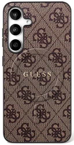 Etui Guess 4G Ring Classic Logo MagSafe na Samsung Galaxy S25 FE - brązowe