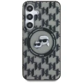 Etui Karl Lagerfeld Button Karl&Choupette Heads On KL Pattern MagSafe Samsung Galaxy S25 czarny