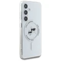 Etui Karl Lagerfeld Button Karl & Choupette Heads Printed Logo MagSafe Samsung Galaxy S25 biały