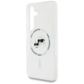 Etui Karl Lagerfeld Button Karl & Choupette Heads Printed Logo MagSafe Samsung Galaxy S25 biały
