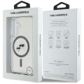Etui Karl Lagerfeld Button Karl & Choupette Heads Printed Logo MagSafe Samsung Galaxy S25 Plus czarny
