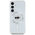Etui Karl Lagerfeld Button Karl Head Printed Logo MagSafe Samsung Galaxy S25 biały