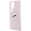 Etui Karl Lagerfeld Silicone Double Heads And Circle MagSafe Samsung Galaxy S25 Ultra różowy