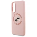 Etui Karl Lagerfeld Silicone nauble Heads And Circle MagSafe na Samsung Galaxy S25 Edge - różowe