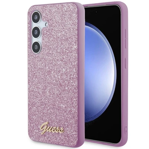 Etui Guess Glitter Script na Samsung Galaxy S24 - fioletowe