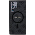Etui Guess 4G Collection Leather Metal Logo MagSafe na Samsung Galaxy S24 Ultra - czarne