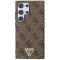 Etui Guess Grip Stand 4G Triangle Strass na Samsung Galaxy S24 Ultra - brązowe