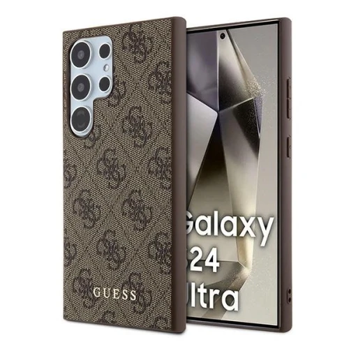 Etui Guess 4G Metal Gold Logo na Samsung Galaxy S24 Ultra - brązowe