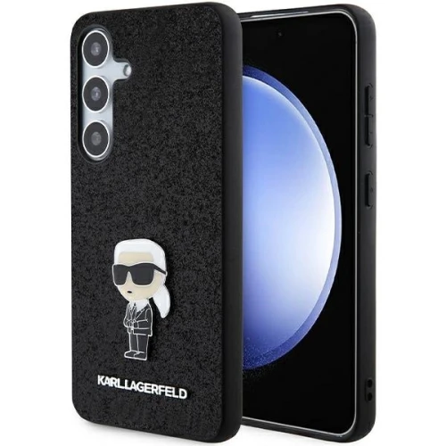 Etui Karl Lagerfeld Fixed Glitter Ikonik Logo Metal Pin na Samsung Galaxy S24+ - czarne