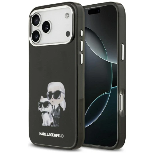 Etui Karl Lagerfeld IML Aquarelle Karl & Choupette & Logo MagSafe na iPhone 17 Pro Max - czarne