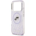 Etui Karl Lagerfeld IML Glitter Karl & Choupette Heads Logo MagSafe na iPhone 17 Pro Max - fioletowe