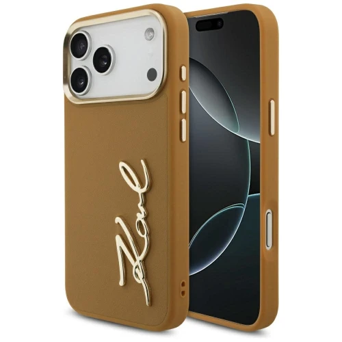 Etui Karl Lagerfeld Karl Script Logo na iPhone 17 Pro Max - brązowe