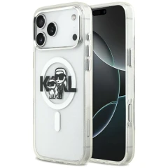 Etui Karl Lagerfeld IML Glitter Karl & Choupette Sketch Logo MagSafe do iPhone 17 Pro Max - przezroczyste