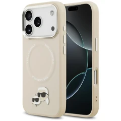 Etui Karl Lagerfeld Karl & Choupette Pins MagSafe do iPhone 17 Pro Max - beżowe