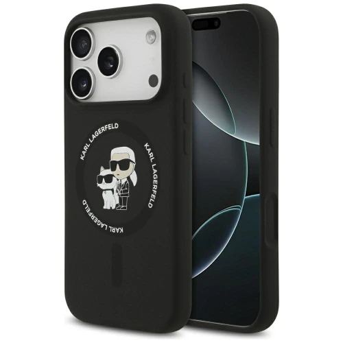 Etui Karl Lagerfeld Silicone Karl&Choupette Ring MagSafe do iPhone 17 Pro - czarne
