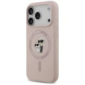 Etui Karl Lagerfeld Silicone Karl&Choupette Ring MagSafe do iPhone 17 Pro - różowe