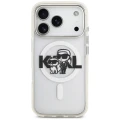 Etui Karl Lagerfeld IML Glitter Karl & Choupette Sketch Logo MagSafe na iPhone 17 Pro - przezroczyste