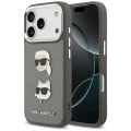 Etui Karl Lagerfeld FW Grained Karl & Choupette Heads Pins & Logo na iPhone 17 Pro - szare